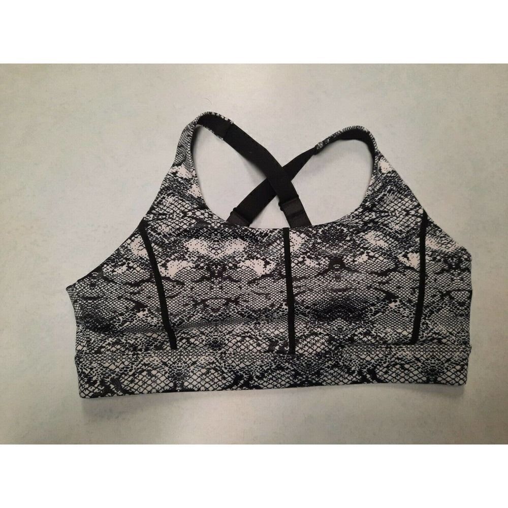 Zyia Active Cobra Metallic Light N Tight Adjustable Bra Size Large Black White